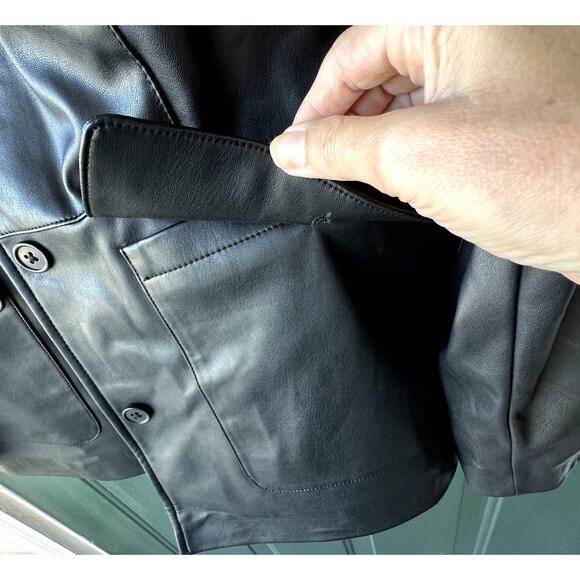 NEW Studio Park QVC x Courtney Khondabi Faux Leather Jacket with Patch Pockets - Picture 3 of 9